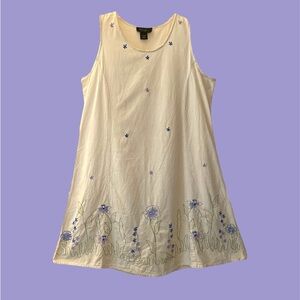 Natural Cotton flower embroidered Mini Sundress
